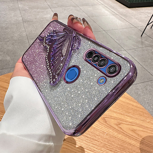 Funda Para Moto G8 Play Power Marco Mariposa Rosa Flash+mica