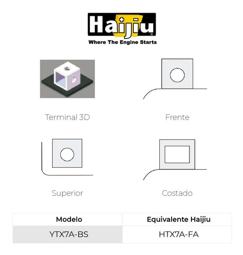 Imagen 4 de 9 de Batería Moto Haijiu Htx7a-fa Agm Gel Libre Mantenimiento.