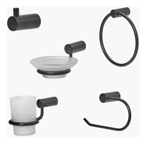 Kit Accesorios De Baño Peirano 10005bl Color Negro Mate