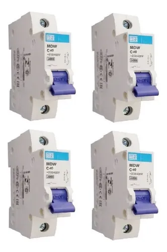 comprar Disjuntor Weg Unipolar Curva C 40a Mdw-c40 Weg 4unid