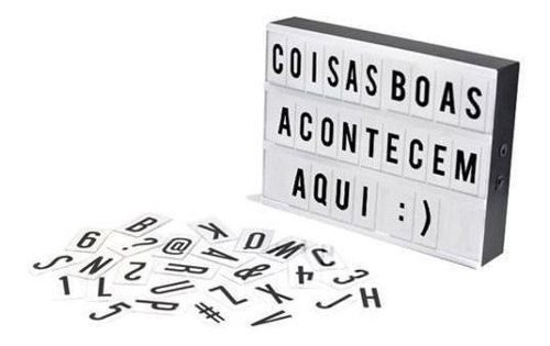 Luminária Cinema Light Box Led A4 + 96 Letras Números Ícones Cor Branco Com Preto 110v/220v