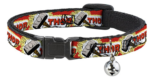 Collar De Gato Breakaway Thor Hammer Rojo Amarillo Blanco 8.