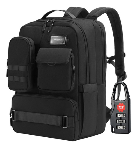 Mochila Hombre Tigernu T-b9007 Laptop Antirrobo Viaje Color Negro Diseño de la tela Negro