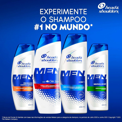 Kit C/ 4 Head & Shoulders Shampoo Men Menthol Sport 400 Ml