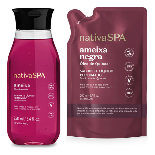 Combo Sabonete Líquido Perfumado Nativa Spa: Ameixa 250ml + 