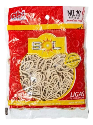 Ligas Sol Natural No.10 Bolsa 80 G Caucho Flexible