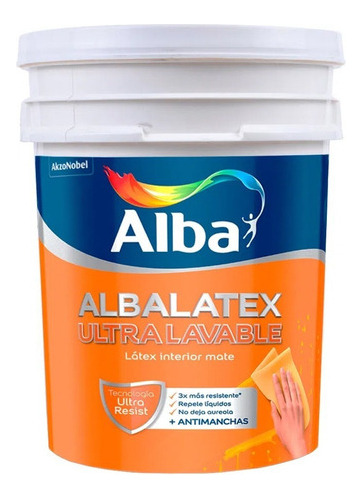 Albalatex Ultralavable/ Incalex Ultralavable 20lts Bco Acabado Mate Color Blanco