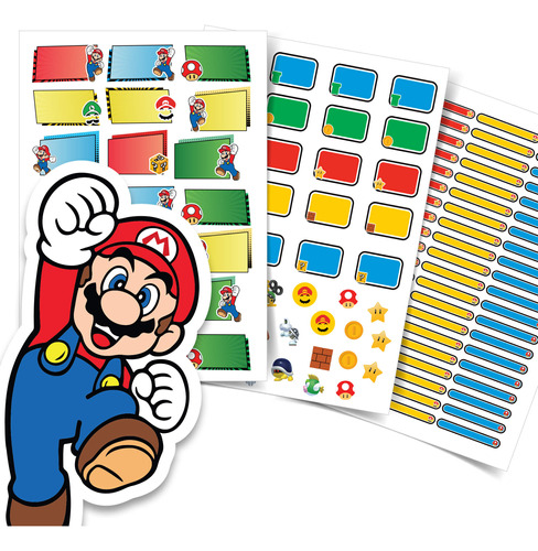Etiquetas Escolares Mario Bros Personalizadas Kit Jumbo