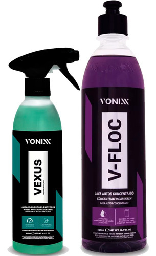 Kit Vexus Limpador De Motor E Rodas + V-floc 500ml Lavagem