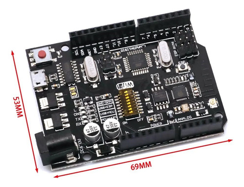 Placa Uno R3 + Wifi Atmega328p + Esp8266 (32mb)+ttl Ch340g