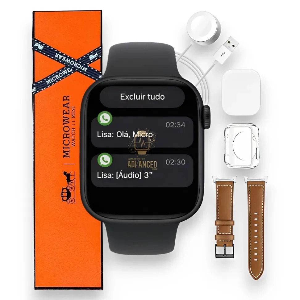 Relógio Smartwatch Microwear W11 Mini Série 11 Chatgpt 42mm Lançamento 2026 Preto