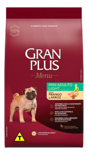 Ração Cães Adultos Menu Light Mini Frango 3kg Gran Plus