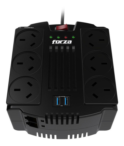 Estabilizador De Tension 1200va Con 2 Puertos Usb 2.4a