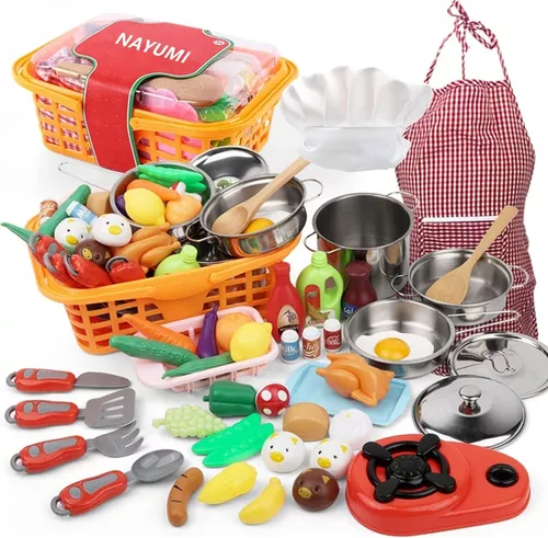 Juego de platos y platos de juguete para cocina, 27 piezas, juguetes  realistas para niños, utensilios de cocina para niños, utensilios de cocina  para