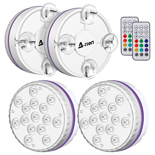 Juego De 4 Luces Led Sumergibles, 15 Cuentas Led, 16 Co...