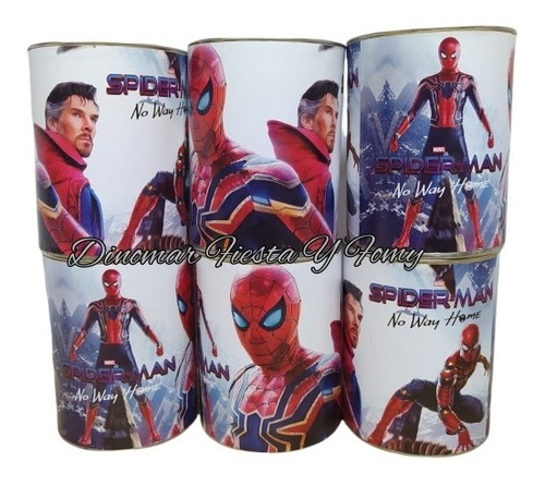 Spiderman. Botes Alcancía. Dulcero. Bolos. Fiesta.6 Pz