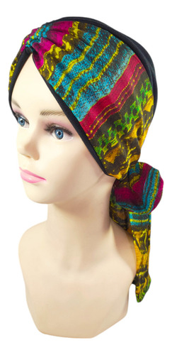 Turbante Para Mujer Gorro Dama Oncológico Quimio Alopecia Color Negro-multicolor