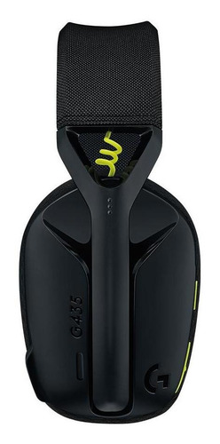 Headset over-ear gamer Fone sem fio Logitech G435 preto e amarelo-fluorescente