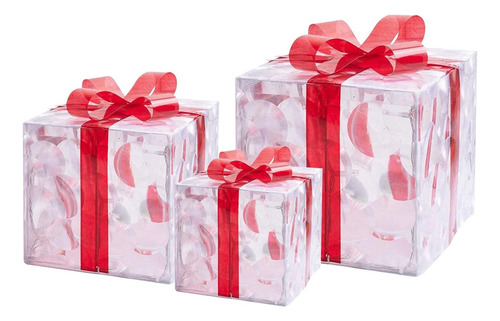 Cajas De Regalo Iluminadas Con Corbatas, Cinta, 3 Piezas