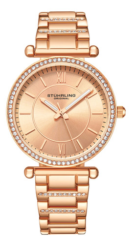 Reloj Mujer Cuarzo Bisel Cristal Acero Inoxidable Oro Rosa