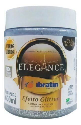 Efeito Glitter Brilho Gel P/ Tintas 600ml Elegance Ibratin