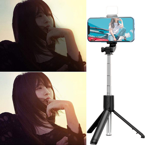 Trípode Inalámbrico Bluetooth Selfie Stick Con Luz Led Para