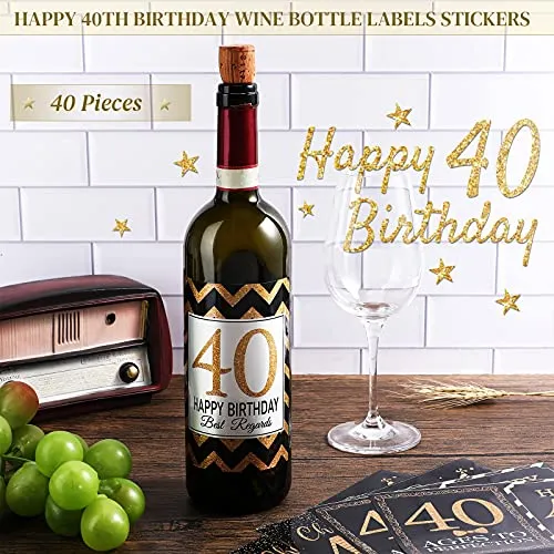 40 Pegatinas Para Botellas De Vino Con Diseño De Feliz Cumpl