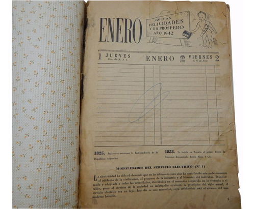 Calendario Agenda De Cade Cía. Arg. De Electricidad Año 1942