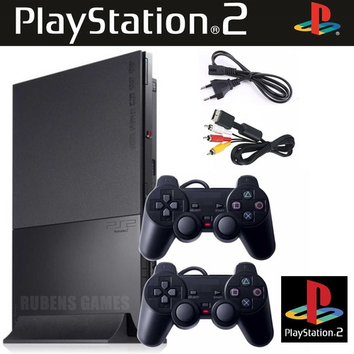 Vídeo Game Playstation 2 Completo Ps2+ 02controles+5 Jogos