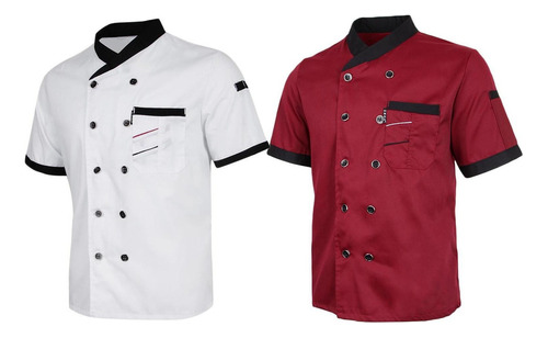 2x Ropa De Chef Uniforme Hotel Café Pub Abrigo De Cocina