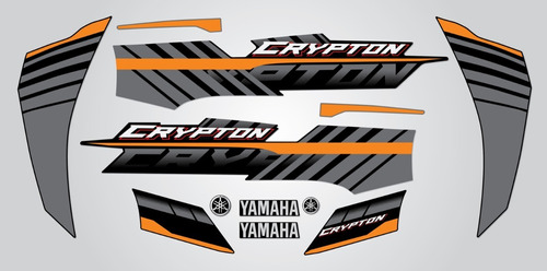 Calcos Yamaha Crypton 2021 Moto Negra (version Naranja)