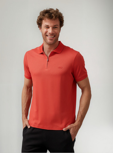 Polo Smooth Cotton Welt Rojo Calvin Klein