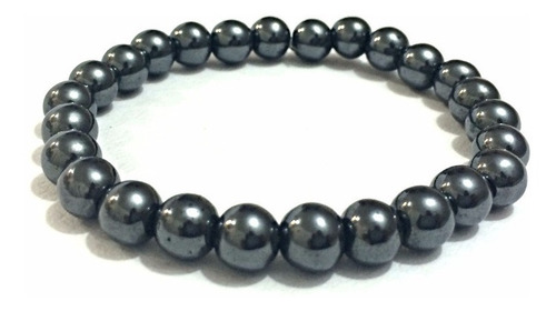 Pulseira Masculina Bolinha Pedra Hematita 8mm 3x Combo Kit Comprimento 19 Cm Diâmetro 8 Cm