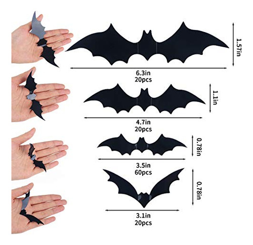 120 Calcomanias 3d De Decoracion De Halloween Murcielagos