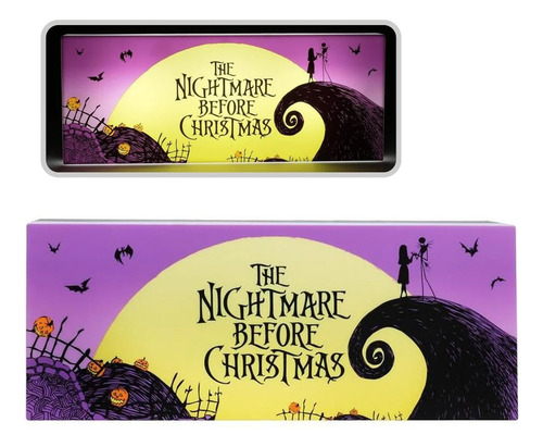 Nightmare Before Christmas Logo Jack Lampara Led Paladone Estructura Negro Pantalla Violeta