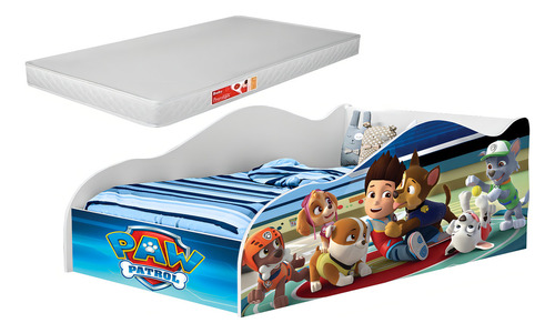 Mini Cama Infantil Carro Patrulha Canina Criança C/ Colchão 150x70 Incluso Quarto Menino E Menina Lorenttistore