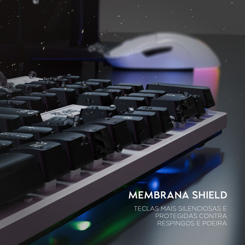 Teclado Membrana Gamer Lesath Elg, Abnt,rgb,usb,branco/preto Branco Português Brasil