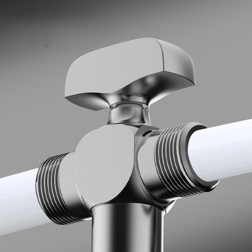 T Adaptador Con Válvula De Cierre Diverador Baño Gris