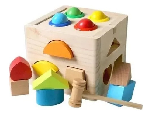 Juego Cubo De Encaje Juguete Madera Bebe Montessori