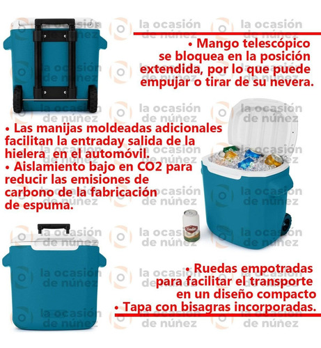 Imagen 3 de 7 de Conservadora Heladera Coleman 28qt Camping 27lts Con Ruedas