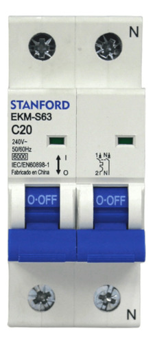 Interruptor Automático Bipolar 2x20a 6ka Curva C Stanford