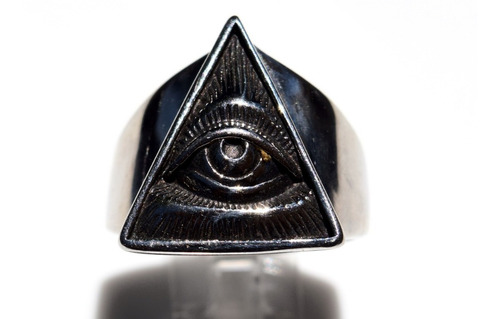 Anillo Acero Inoxidable Ojo Pirámide Iluminati