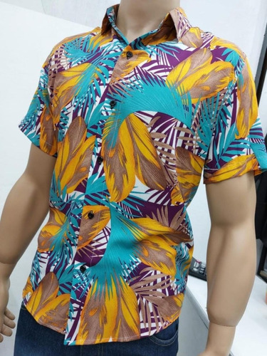 Camisa Hawaiana Manga Corta Hombre Fibrana Estampada