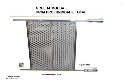 Grelha Moeda Churrasqueira Profunda Grande 60x70cm
