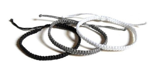 Pack X3 Pulseras Hilo Encerado Macrame Hombre Mujer Negro