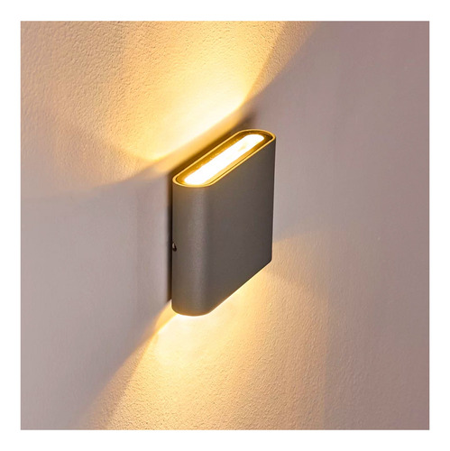 Pack 5 Apliqué Led De Pared Cuadrado Gris 2*5w Luz Cálida