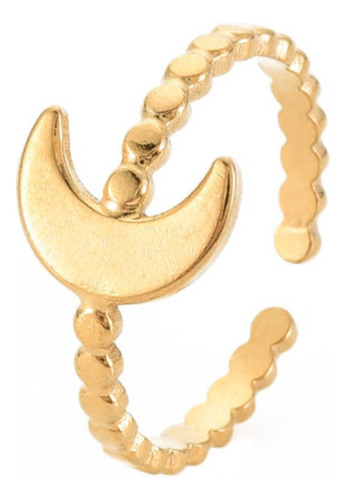 Anillo Con Luna De Acero Inoxidable Dorado