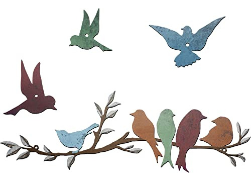 Metal Bird Wall Art Birds On The Branch Wall Decor Leav...