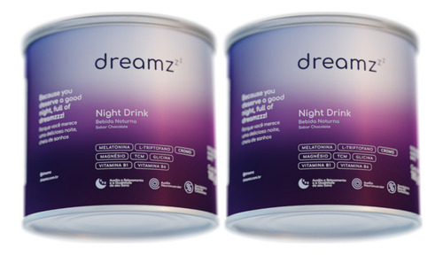 2x Night Drink Dreamz Magnésio Tcm Triptofano 180g