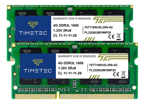 Timetec Hynix Ic Kit 8 Gb (2 X 4 Gb) Ddr3l Sodimm Placa Nuc